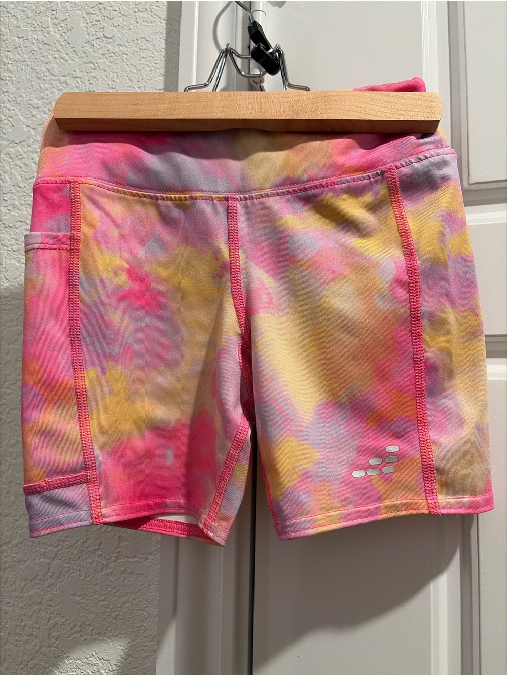 bcg Pink and Yellow Tie-Dye Bike Shorts
